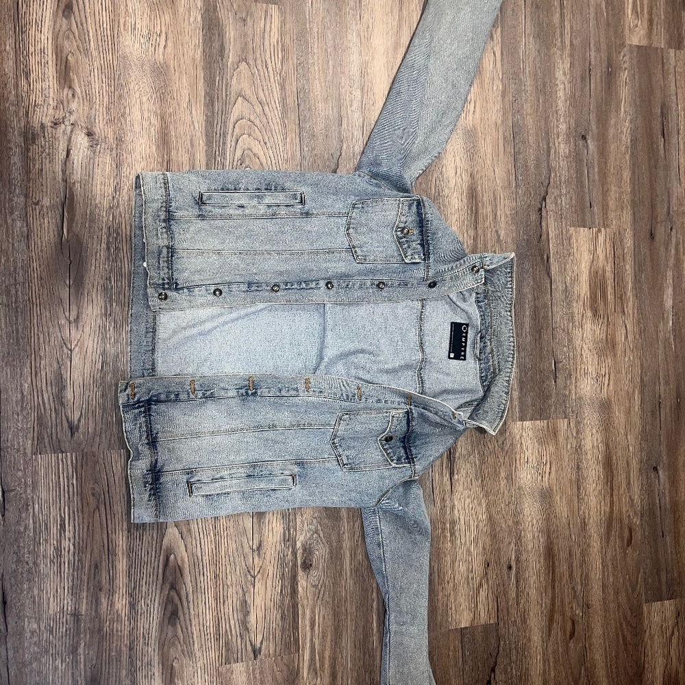 Light Wash Denim Mens Jacket Button Up